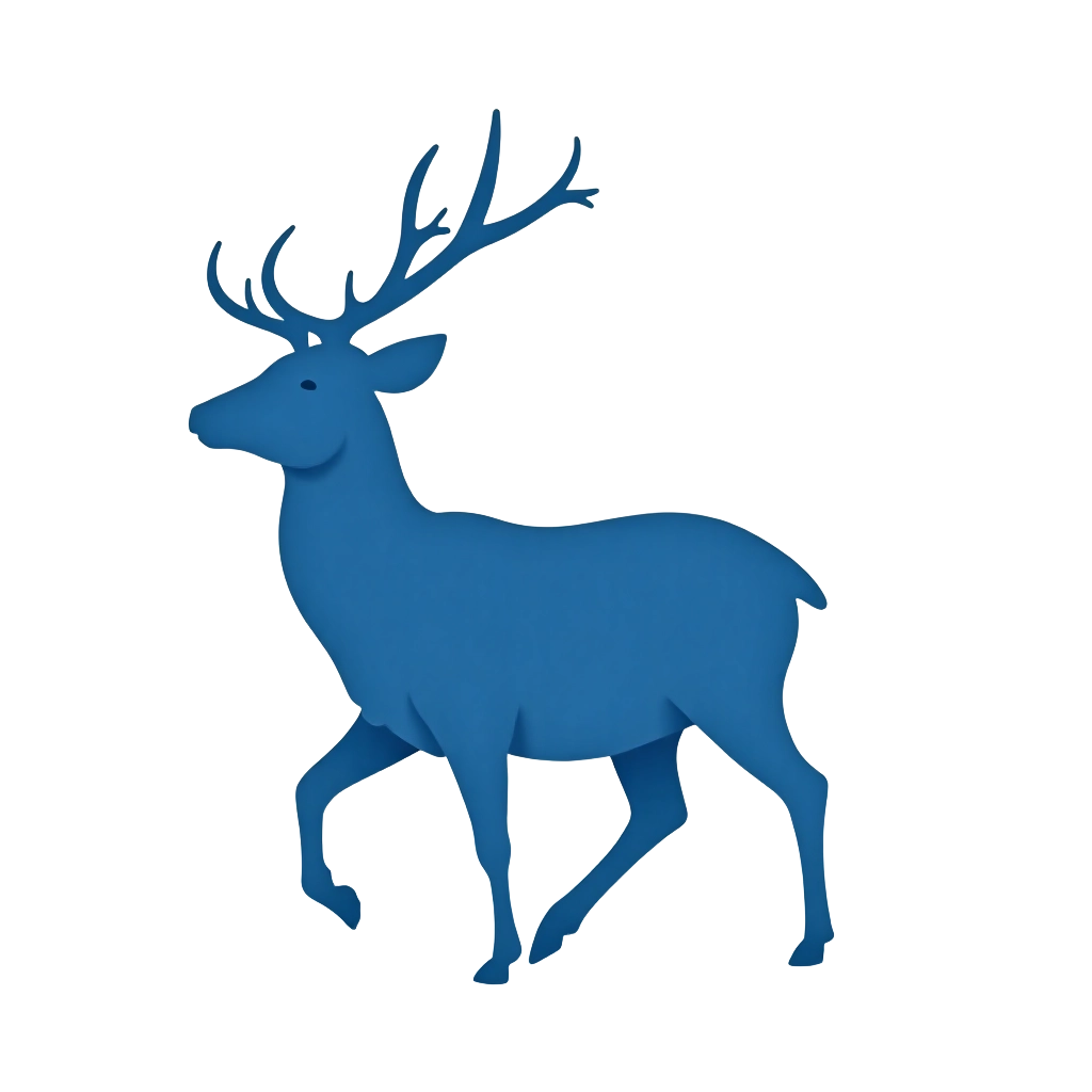 Elegant Blue Deer Silhouette